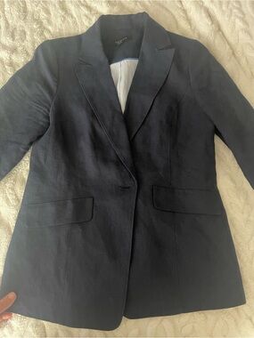 Talbots Navy Blazer with Subtle Stripe Lining